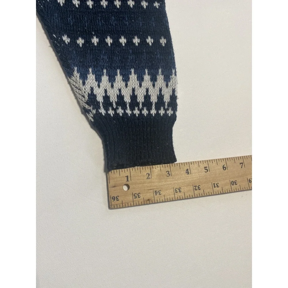 VTG Sears The Mens Store Fair Isle Crew Neck Sweater XL Blue Acrylic Pullover